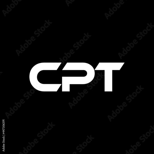 CPT letter logo design with black background in illustrator, vector logo modern alphabet font overlap style. calligraphy designs for logo, Poster, Invitation, ETC. photo