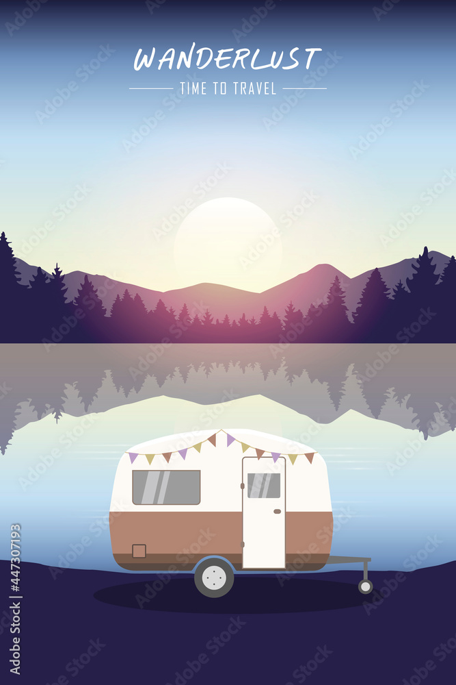 Obraz premium camper summer holiday on a road trip