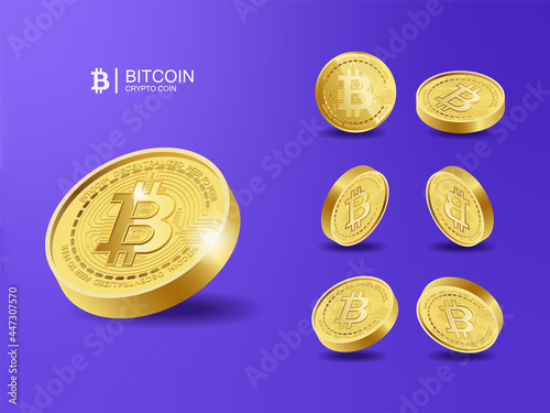 Bitcoin BTC Cryptocurrency Coins. Perspective Illustration about Crypto Coins.