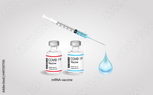 mRNA Vaccine SARS-Cov-2 vector texture. Vaccination protection, medicine healthcare concept vector illustration. Space for text. photo