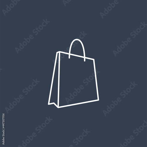 Shopping Bag Icon Line isolated on Blue Background. Flat Vector Icon Design Template Element usable for Online Shop Resources.