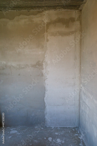Gypsum plaster is applied to a brick wall. Plastered brick wall in the apartment