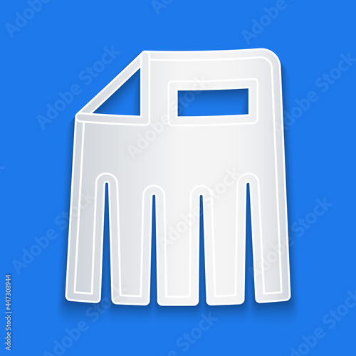 Paper cut Paper shredder confidential and private document office information protection icon isolated on blue background. Paper art style. Vector