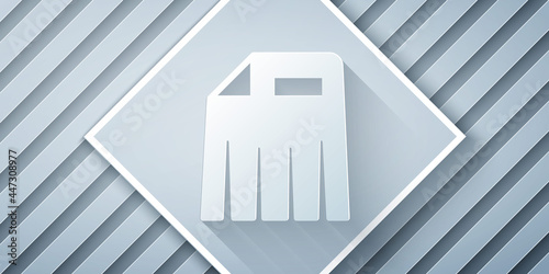Paper cut Paper shredder confidential and private document office information protection icon isolated on grey background. Paper art style. Vector