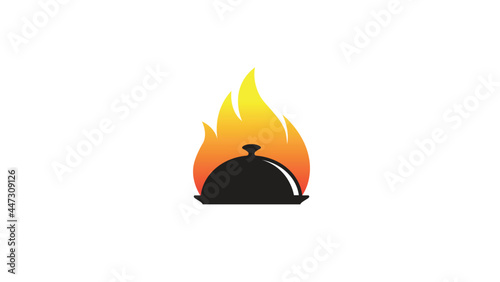 creative dish plate fire logo vector