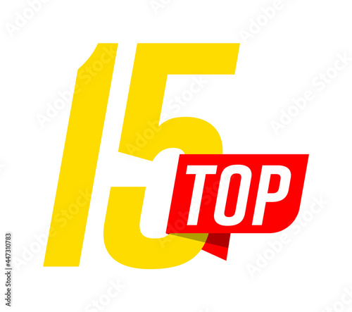 TOP 15 rating mark ranking list isolated on white background