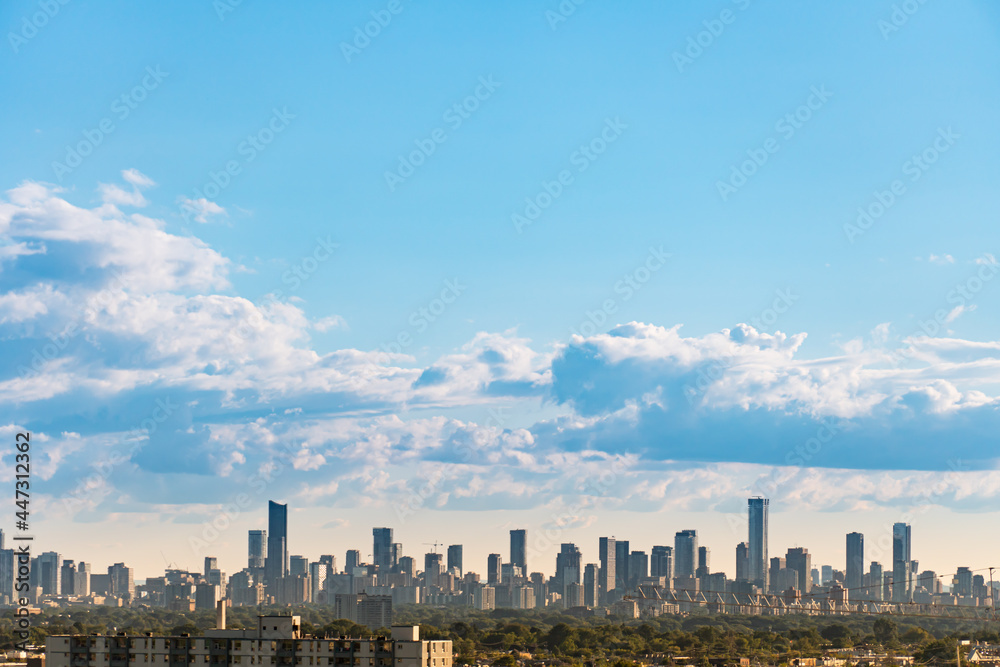 custom made wallpaper toronto digitalToronto Canada scenic view of cityscape skyline and cloudy sunny summer day. Climate change concept. Dramatic cloudscape. Clean of birds, bugs, and dust