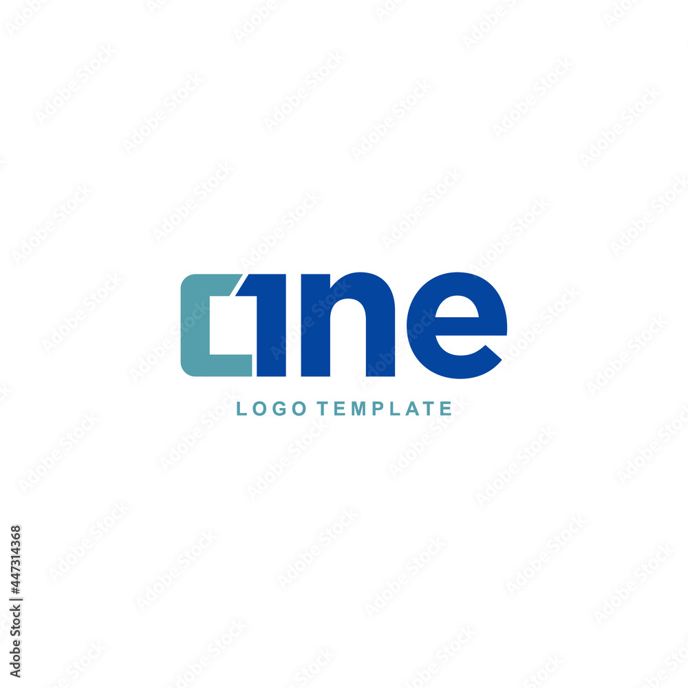 One with number 1 Logo Design. Vector Illustration.