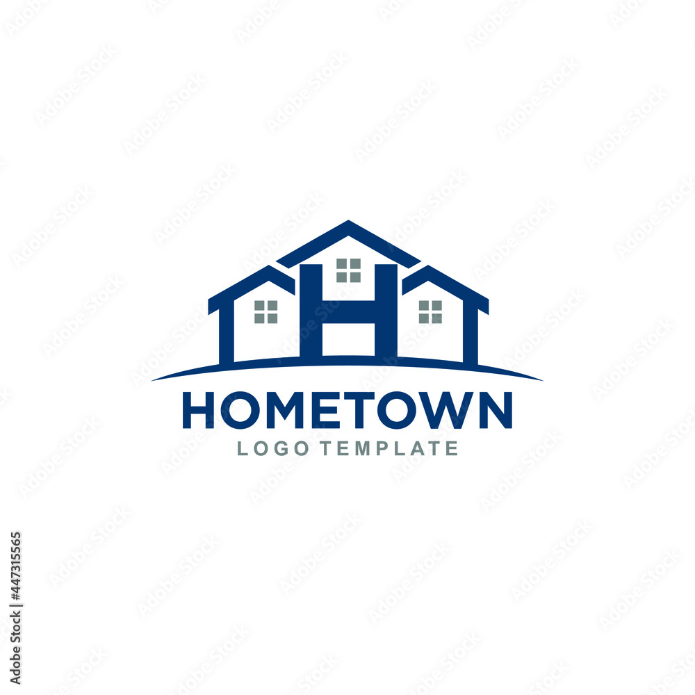 Letter H and Home Logo Design. Vector Illustration.