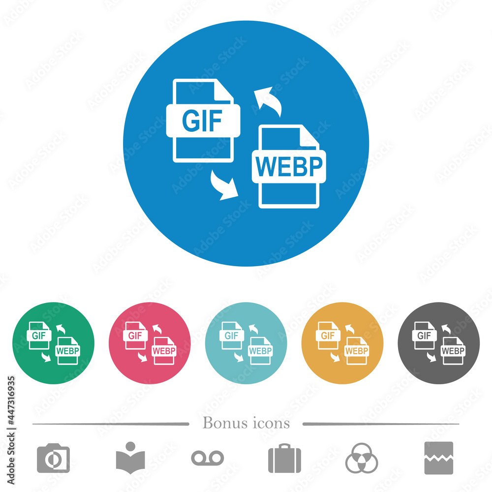 GIF WEBP file conversion flat round icons GIF WEBP file conversion flat round icons