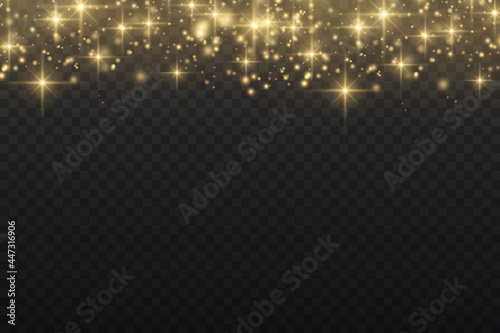 Yellow dust particles, golden sparks, lights, star