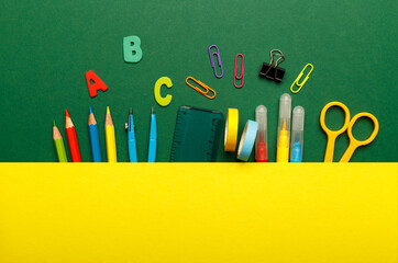 Colorful stationary school supplies