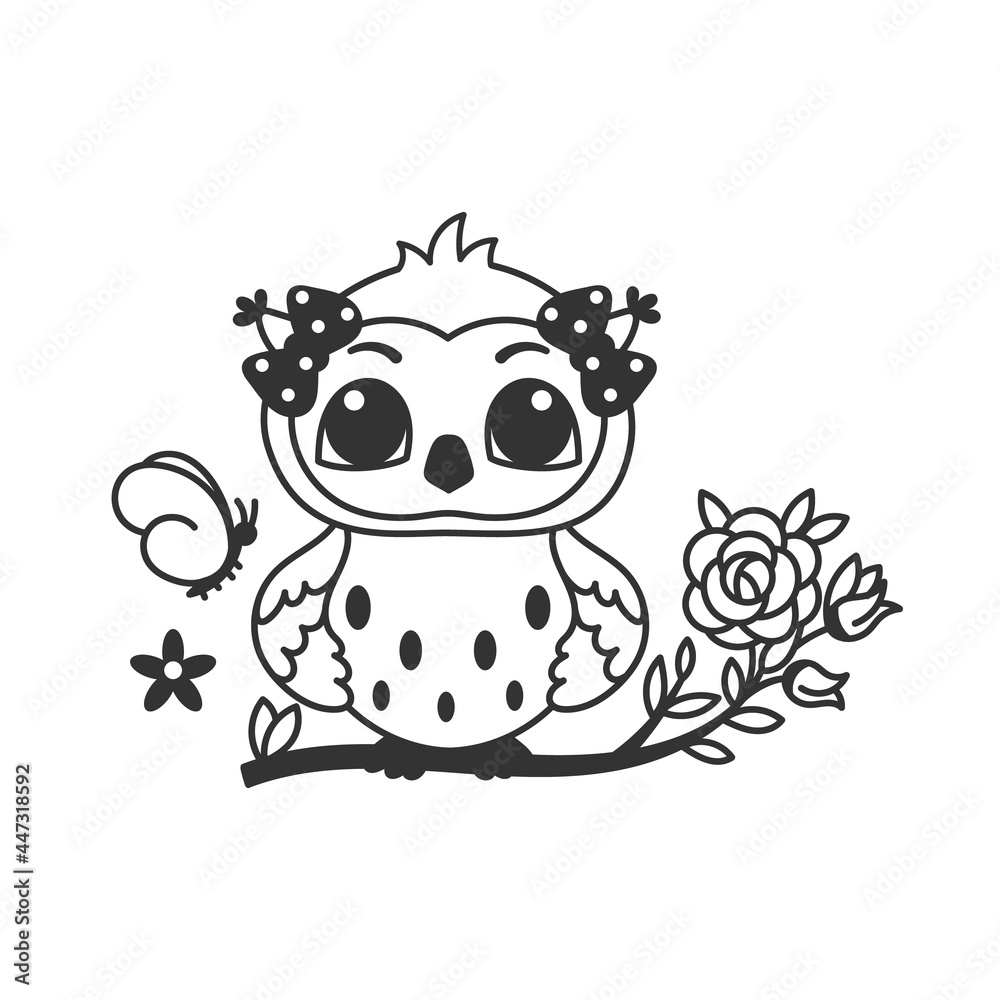 Cute owl on the tree Cute owl on the tree