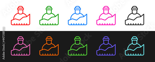 Set line Growth of homeless icon isolated on black and white background. Homelessness problem. Vector