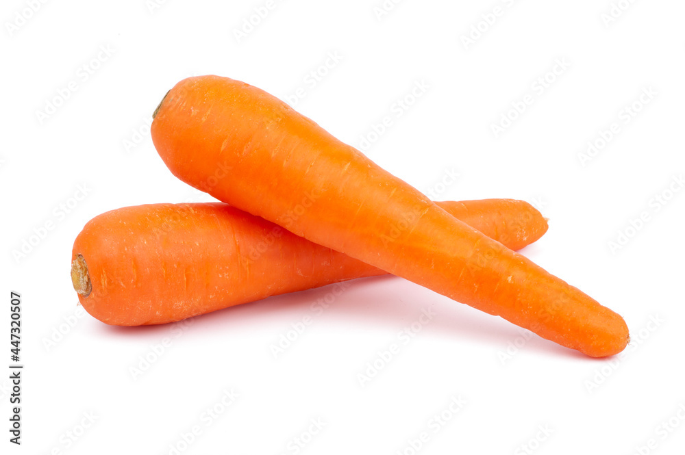 two carrots isolated on the white background two carrots isolated on the white background