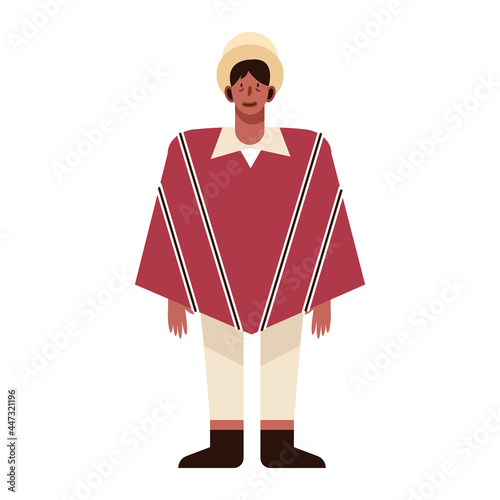 indigenous man with traditional poncho