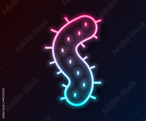 Glowing neon line Virus icon isolated on black background. Corona virus 2019-nCoV. Bacteria and germs, cell cancer, microbe, fungi. Vector