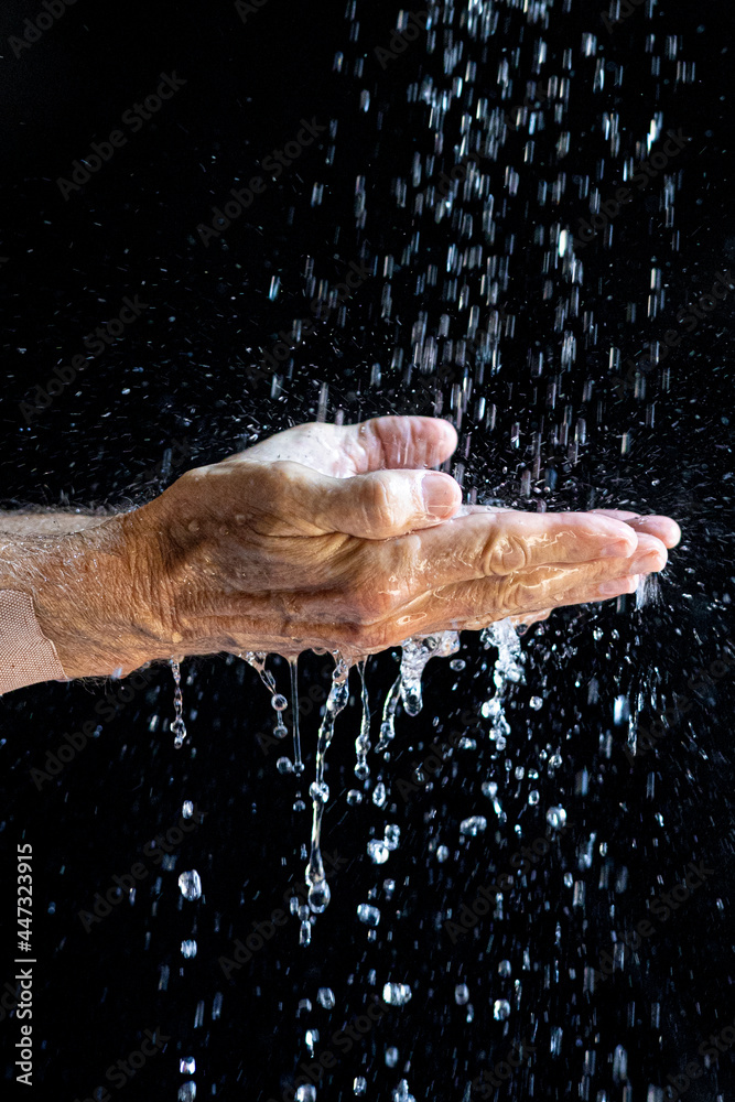 Fototapeta premium Hands wash clean in shower 2
