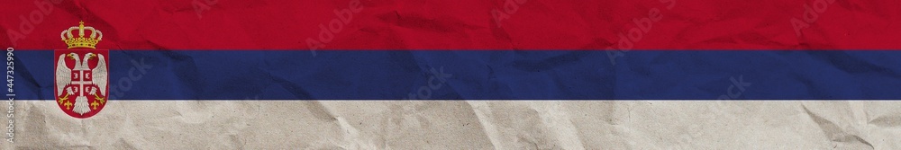 Serbia Long Horizontal Banner Flag Paper Texture Effect Illustration