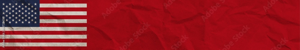United States of America Long Horizontal Banner Flag Paper Texture Effect Illustration United States of America Long Horizontal Banner Flag Paper Texture Effect Illustration