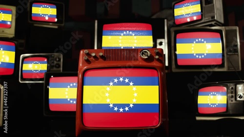 Flag of Loja Province, Ecuador, and Vintage Televisions. photo