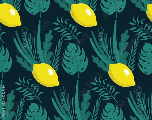Happy Sukkot seamless pattern. Jewish holiday huts endless background. Repeating texture with etrog, lulav, Arava, Hadas. Vector illustration.