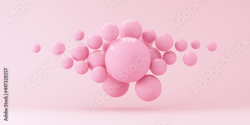 Fototapeta Naklejka Na Ścianę i Meble -  Composition of pink spheres on a pink background. Background for ideas. 3d render.