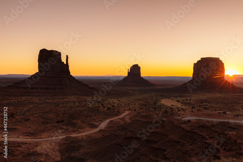 Monument Valley with West Mitten Butte, East Mitten Butte and Merrick Butte, Monument Valley Tribal Park, Arizona photo