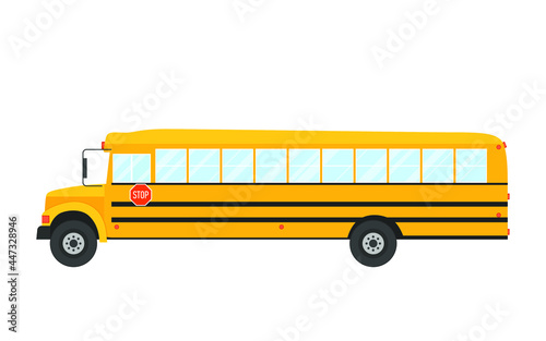 Icon of school bus side views isolated on the white. Vector illustration
