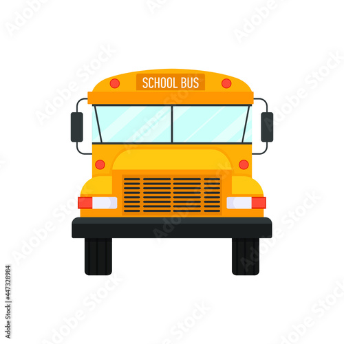 Vector illustration of school bus frontal view isolated on the white background