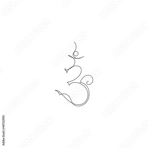 The Ajna Sahasrara chakra symbol  is drawn with a single line. Linear yoga symbol. Energy sign balance. Buddhism, Hinduism, Reiki, spiritual growth. Esoterics. Vector linear illustration.