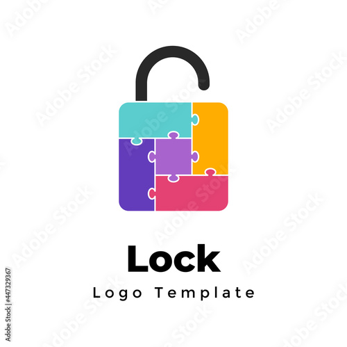 Creative vector internet security logo. Abstract lock puzzle sign. Modern minimalistic privacy symbol. Identity graphic safety element. Web protect icon. 