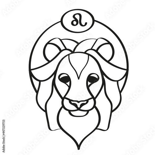Isolated leo icon outline zodiac sign Vector