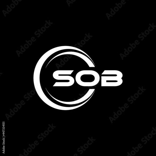 SOB letter logo design with black background in illustrator, cube logo, vector logo, modern alphabet font overlap style. calligraphy designs for logo, Poster, Invitation, etc.