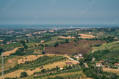 Cultivated land on the hills in Rimini province, Emilia and Romagna, Italy. © GiorgioMorara
