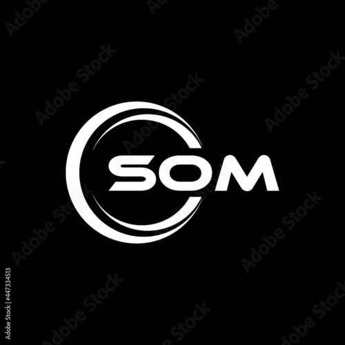 SOM letter logo design with black background in illustrator, cube logo, vector logo, modern alphabet font overlap style. calligraphy designs for logo, Poster, Invitation, etc.