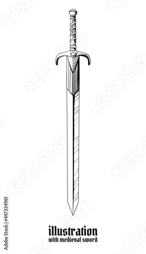 medieval sword isolated on white background