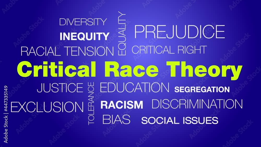 Critical Race Theory animated word cloud. Kinetic typography, showing discrimination, race, justice, diversity. Critical Race Theory animated word cloud. Kinetic typography, showing discrimination, race, justice, diversity.