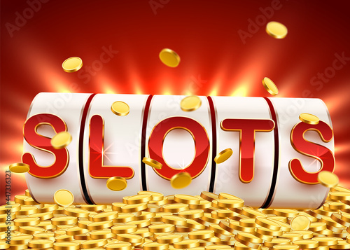 Golden slot machine wins the jackpot. 777 Big win concept. Casino jackpot.