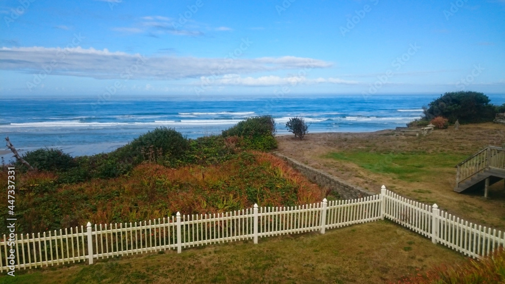 A wonderful view to the pacific ocean from a house on a beach in Newport Oregon USA
