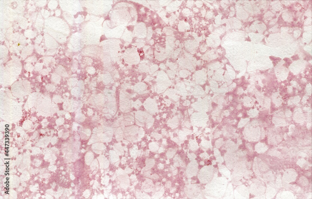 Abstract decorative pink background with water. Liquid paints, watercolors, bubbles of different shapes. Empty space for text, banner Abstract decorative pink background with water. Liquid paints, watercolors, bubbles of different shapes. Empty space for text, banner