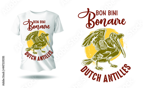 Bonaire pelican shirt design for souvenir apparel caribbean cruise photo