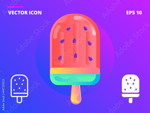 Ice cream in watermelon style with icons