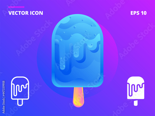 Ice cream blue frozen cone modern vector