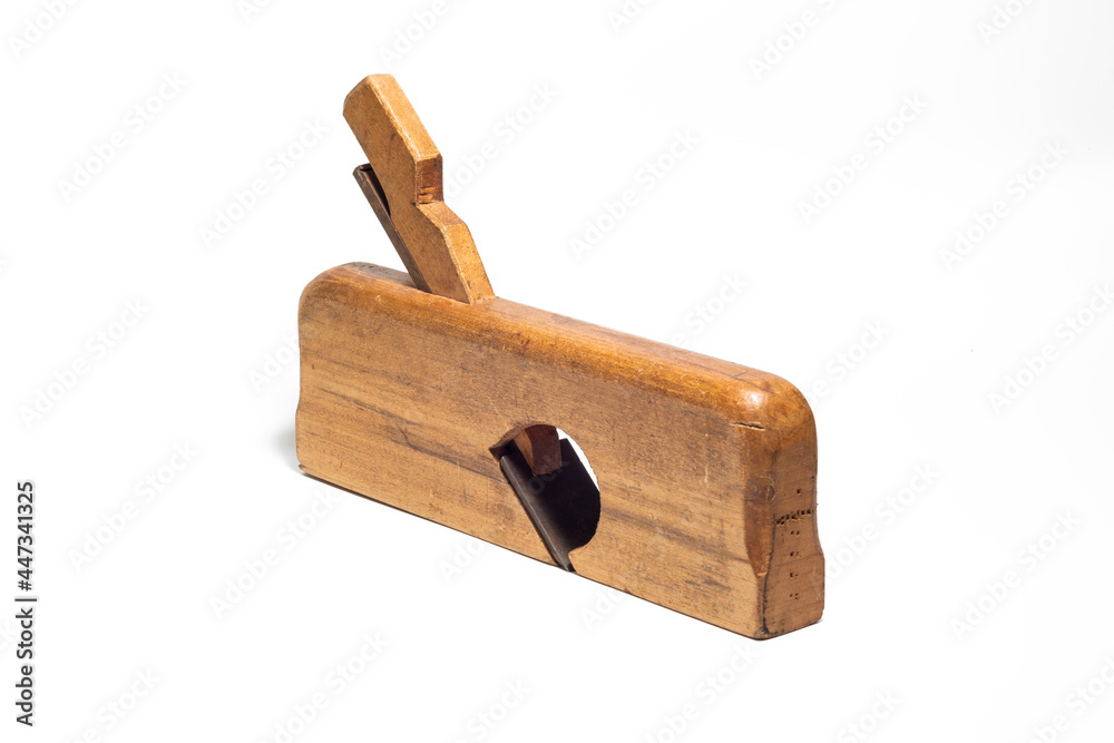 Old wooden jointer isolated on a white background