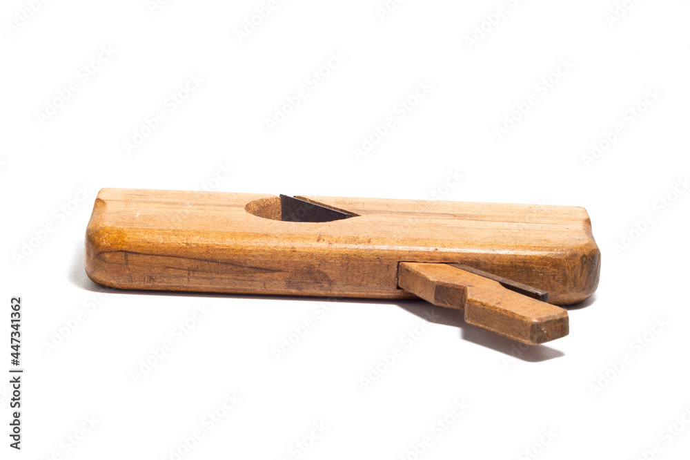 Old wooden jointer isolated on a white background Old wooden jointer isolated on a white background