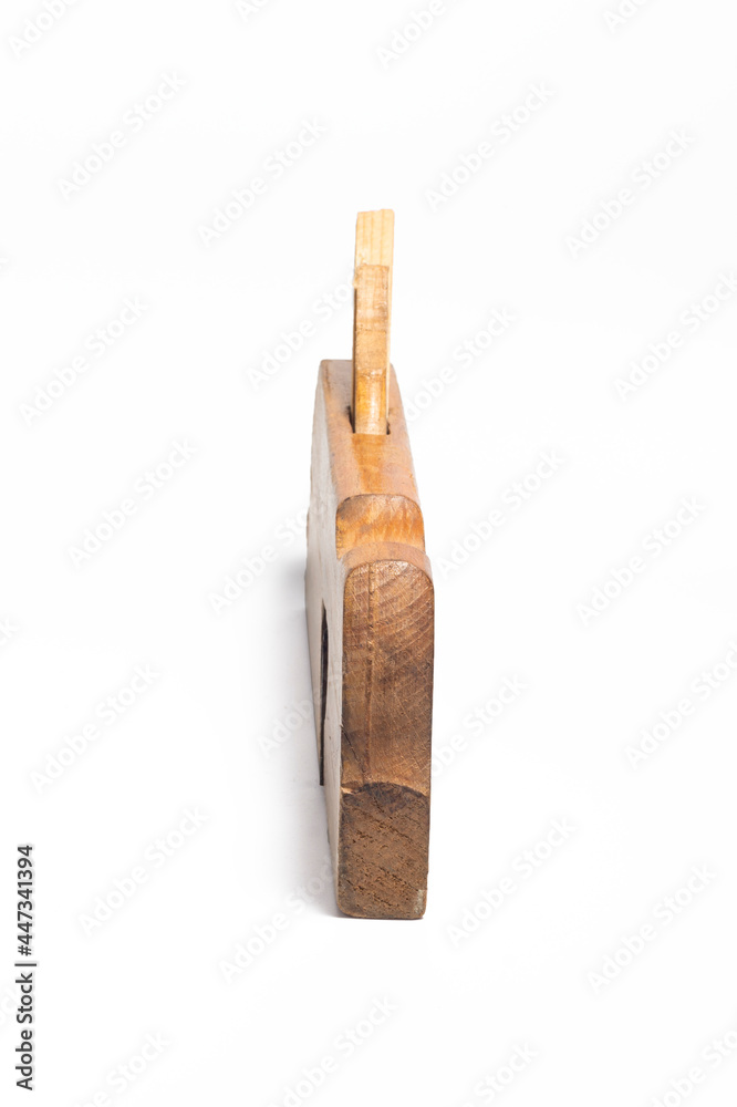 Old wooden jointer isolated on a white background Old wooden jointer isolated on a white background