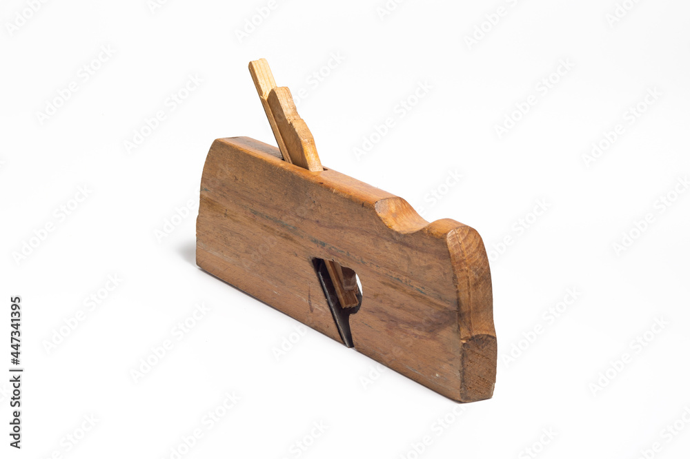 Old wooden jointer isolated on a white background