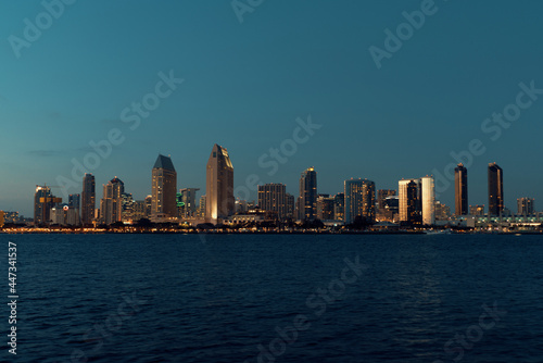 san diego city skyline with ocean in front of the buildings at sunset © Aon Prestige Media