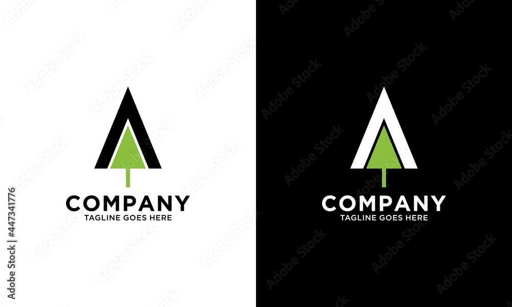 Pine with triangle logo symbol illustration Pine with triangle logo symbol illustration
